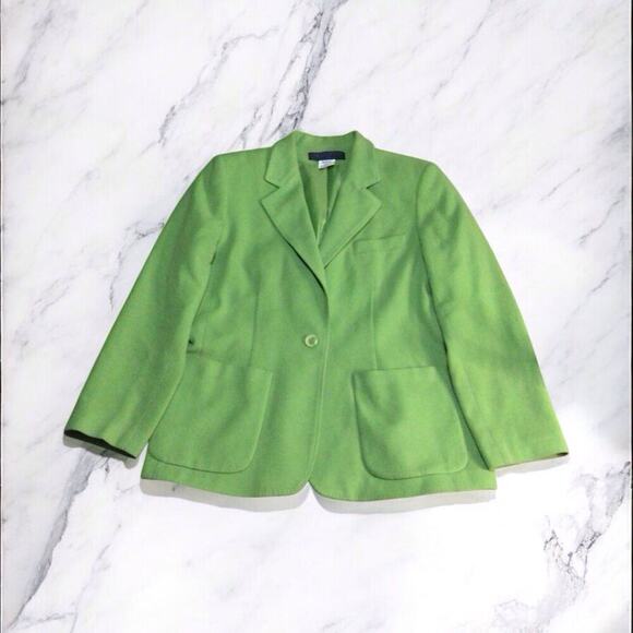 harvé benard Jackets & Blazers - HARVE BENARD (VTG) Wool Cashmere Blend Blazer Jacket Green Preppy Versatile 14